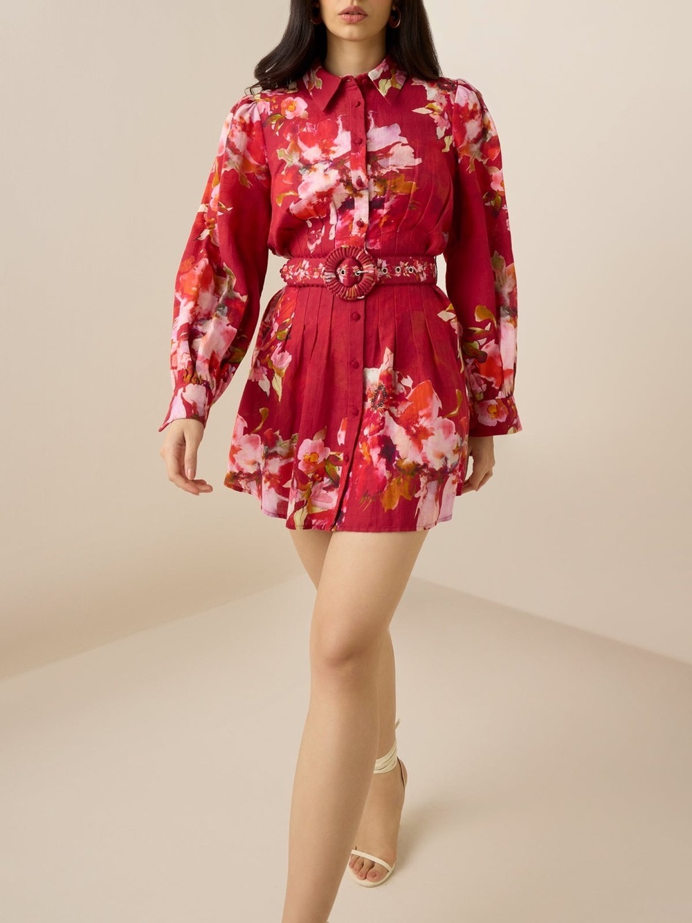 Hemant and Nandita Women’s Tuhi Shirt Dress Size XXS Floral Button Down Mini